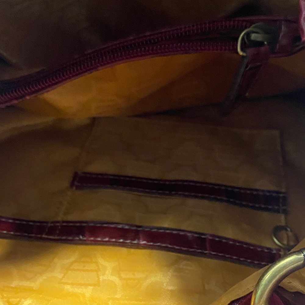 Kathy Ireland Burgundy Crocodile Embossed Shoulder Bag - Picture 7 of 7